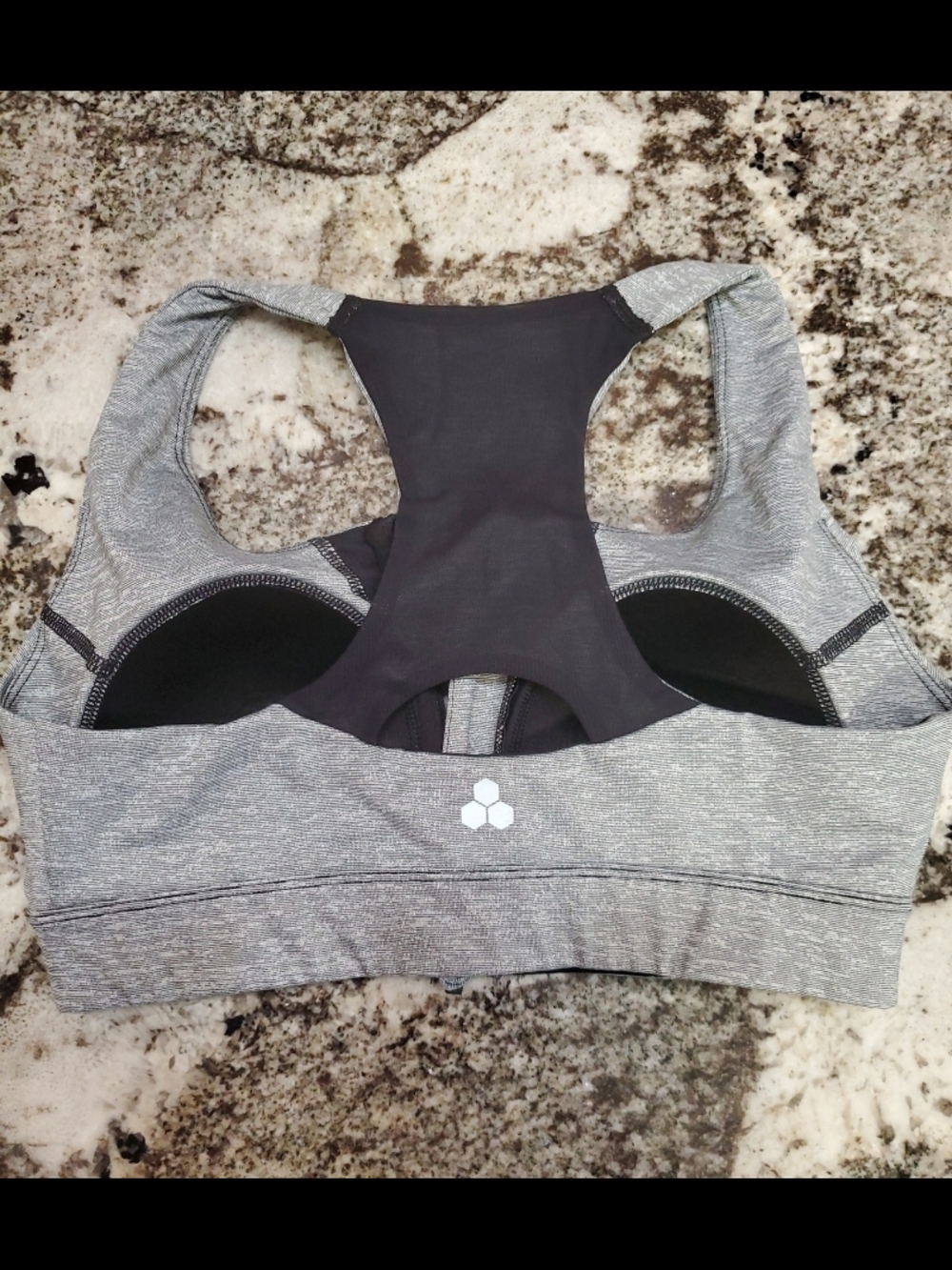 tek gear Heather Gray Front-Zip Racerback Sports Bra Small - Picture 2 of 3